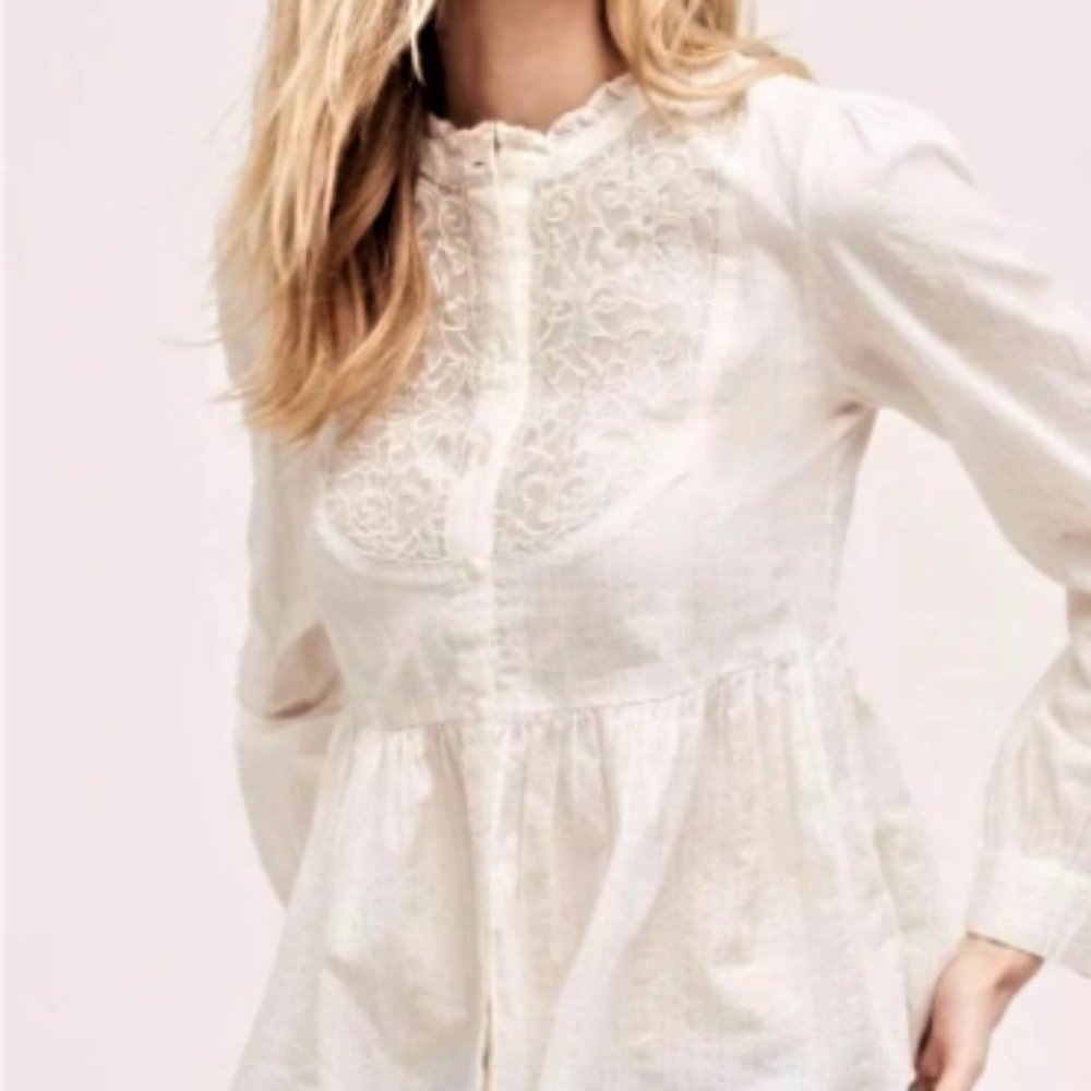 Anthropologie Floreat Women's Embroidered Blouse